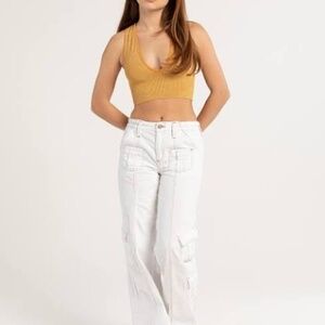 BDG 29" Y2K New White Denim Cargo Pants (Thick Denim Cotton + Relaxed Fit)